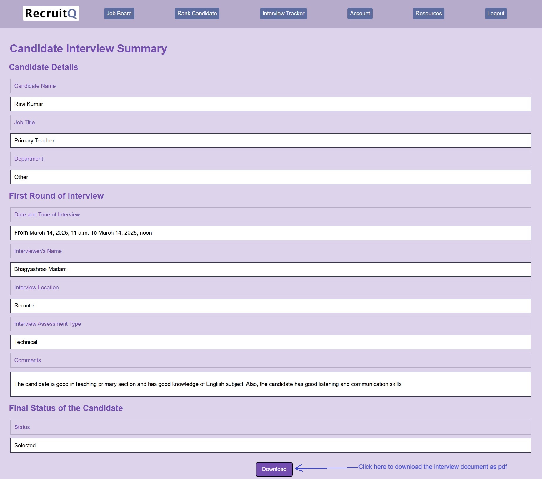 interview document